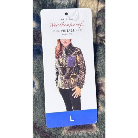 Weatherproof Vintage Sweater Women Large Fleece Pullover Jacket Aztec Pattern - Picture 7 of 8